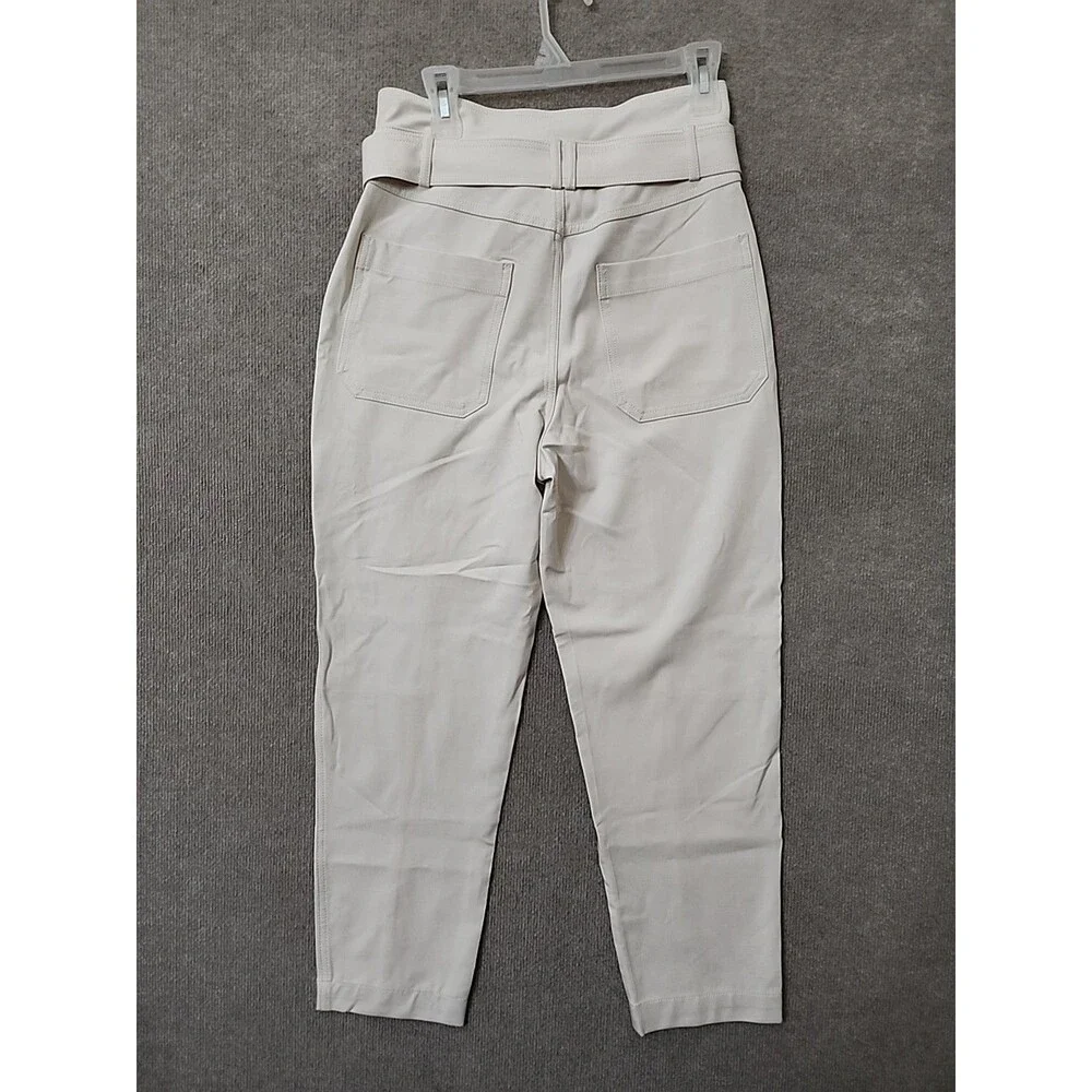 Banana Republic Refined Utility Pants Womens 6 Cream White Belted Stretch